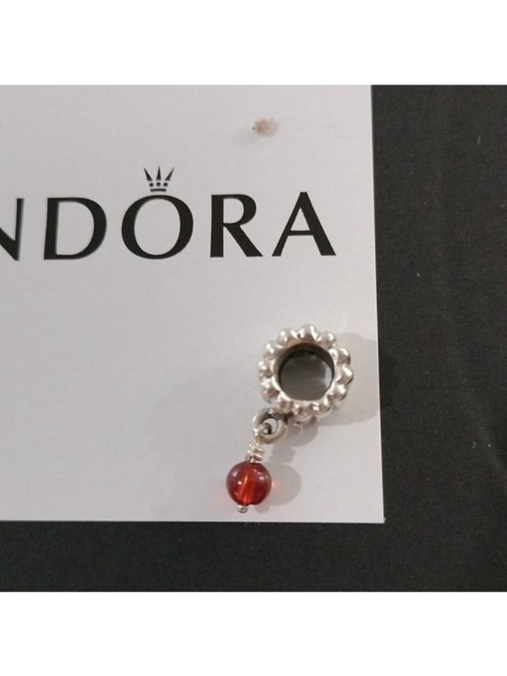 Pandora Retired Sterling Silver Carnelian July Birthstone Dangle - 790166K - Picture 3 of 4